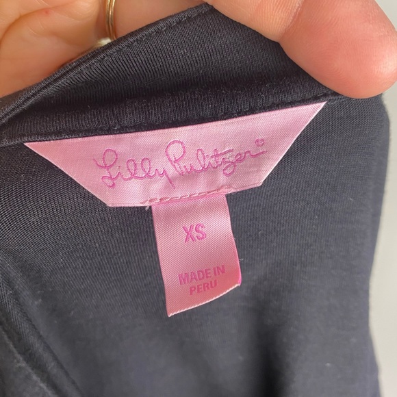 LILLY PULITZER Becket Pima Cotton Long Sleeve Black Dress Womens XSmall - Picture 7 of 10